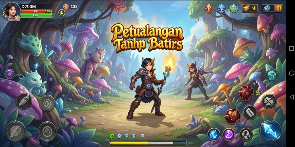 Screenshot D200M memperlihatkan aksi petualangan mendebarkan di dunia fantastis.