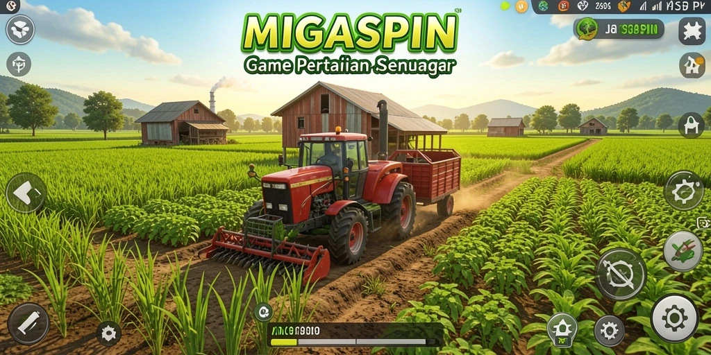 Tampilan gameplay menarik dari <strong>MIGASPIN</strong> dengan berbagai tanaman yang beraneka ragam.
