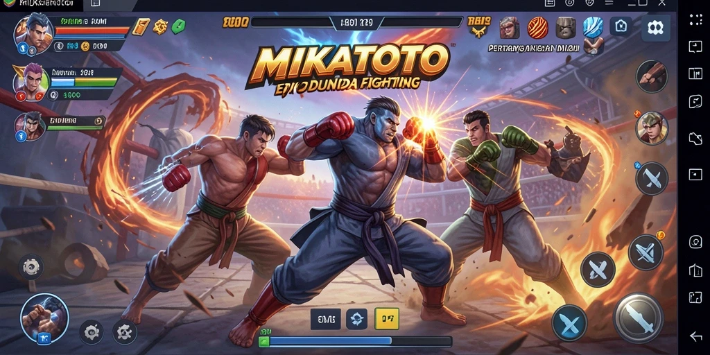 Tampilan aksi pertarungan seru dalam gameplay MIKATOTO.